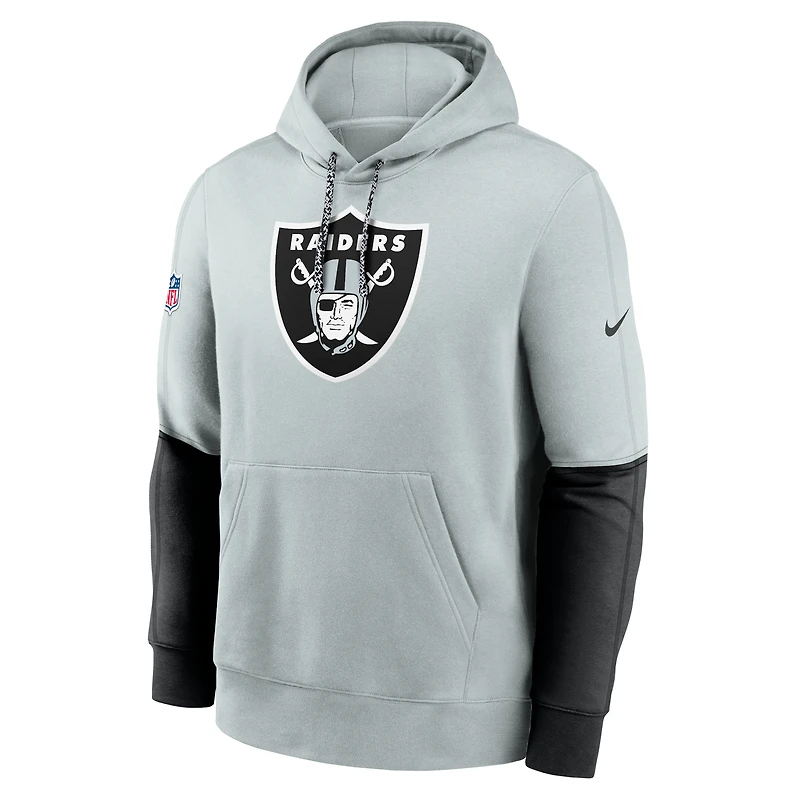 Men's Nike Silver Las Vegas Raiders 2024 Sideline Club Pullover Hoodie