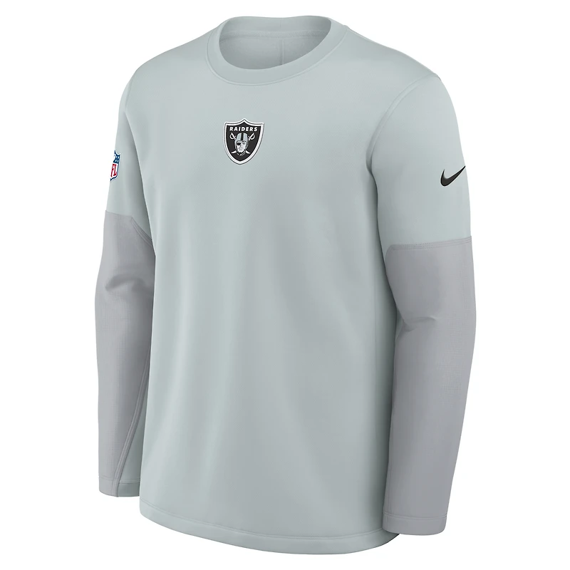 Men's Nike Silver Las Vegas Raiders Sideline Coach Therma-FIT Long Sleeve T-Shirt