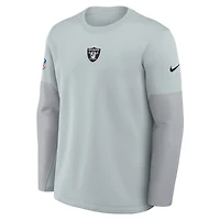 Men's Nike Silver Las Vegas Raiders Sideline Coach Therma-FIT Long Sleeve T-Shirt