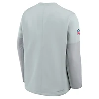 Men's Nike Silver Las Vegas Raiders Sideline Coach Therma-FIT Long Sleeve T-Shirt