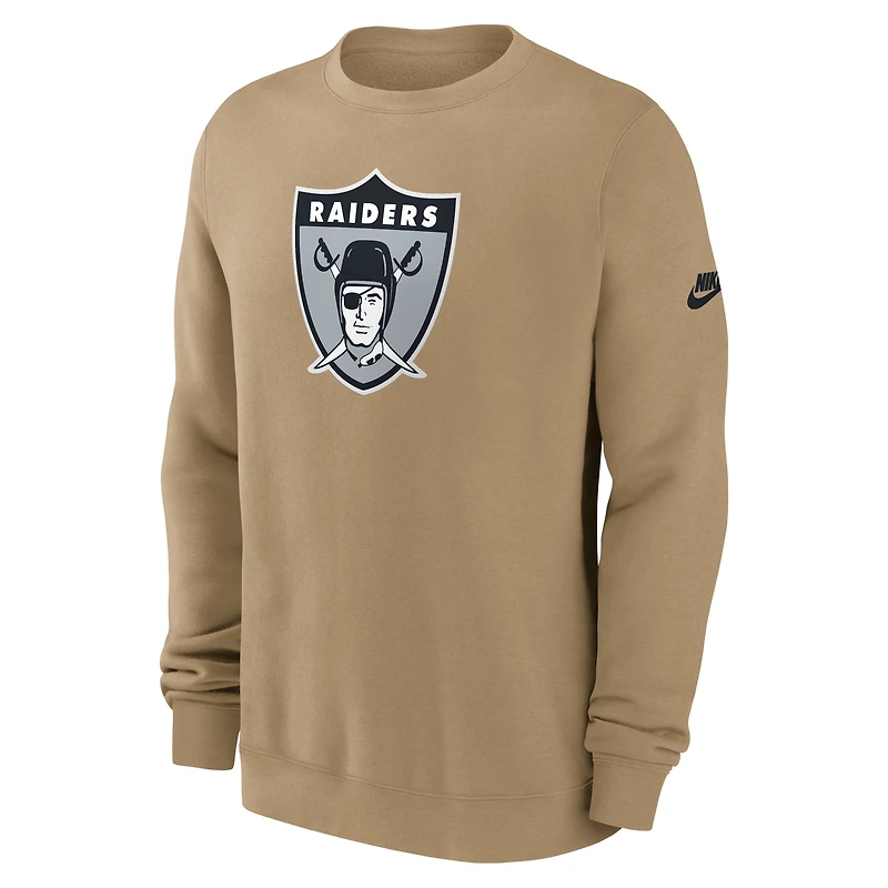 Men's Nike Tan Las Vegas Raiders Swing Pass Rewind Club Pullover Sweatshirt