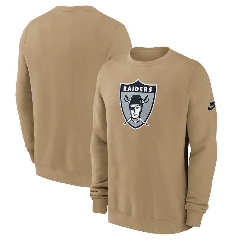 Men's Nike Tan Las Vegas Raiders Swing Pass Rewind Club Pullover Sweatshirt