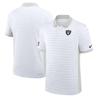 Men's Nike White Las Vegas Raiders Sideline Victory Stripe Dri-FIT Polo