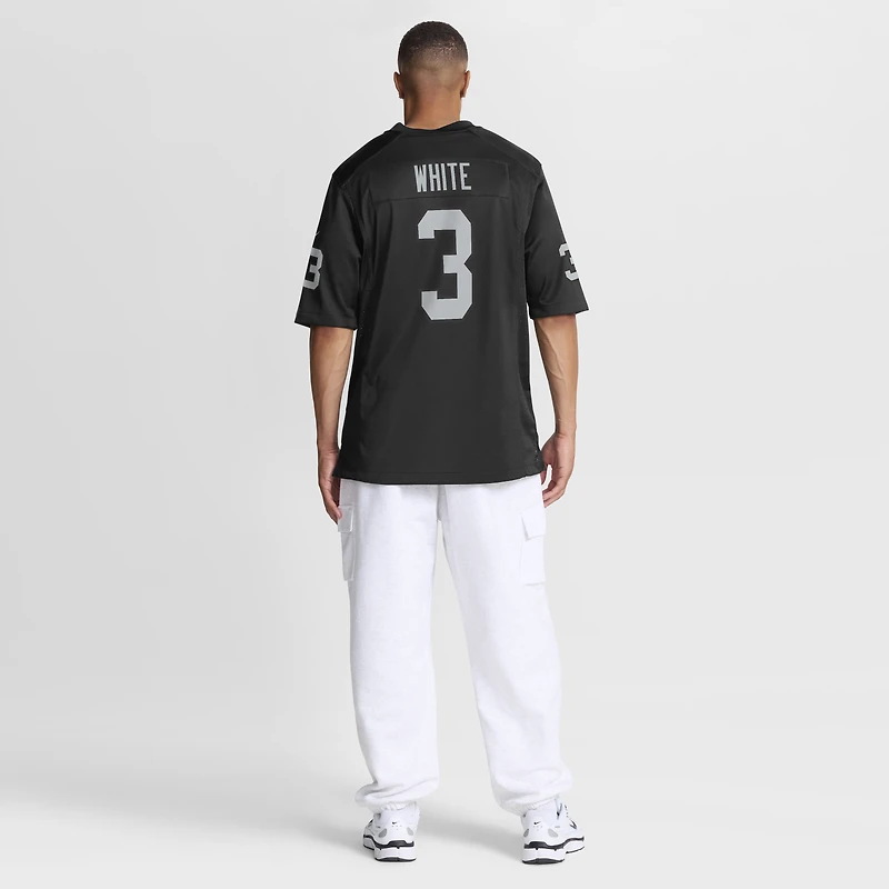 Maillot Nike Zamir pour homme, blanc et noir, équipe des Las Vegas Raiders