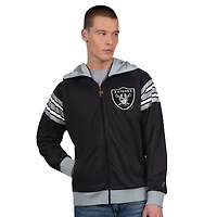 Veste de survêtement à capuche zippée Pro Player noire/argentée pour homme, motif casque des Las Vegas Raiders