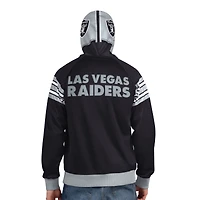 Veste de survêtement à capuche zippée Pro Player noire/argentée pour homme, motif casque des Las Vegas Raiders