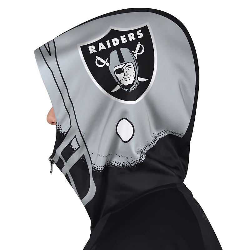 Veste de survêtement à capuche zippée Pro Player noire/argentée pour homme, motif casque des Las Vegas Raiders
