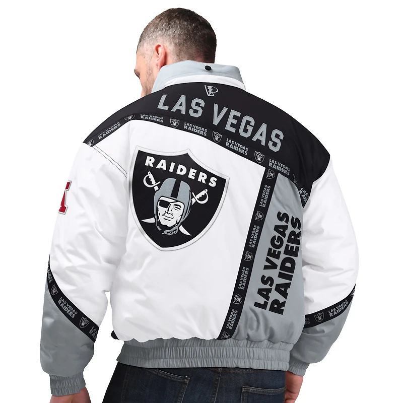 Men's Pro Player Black/Silver Las Vegas Raiders Tape Full-Zip Hooded Jacket