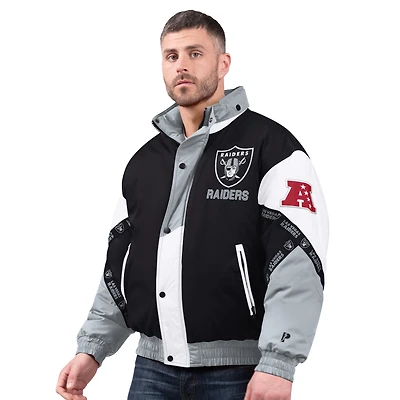 Veste à capuche zippée intégrale pour homme, modèle Pro Player noir et argent, logo des Raiders de Las Vegas