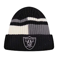 Bonnet en tricot moucheté à revers pour hommes Pro Standard noir/blanc Las Vegas Raiders