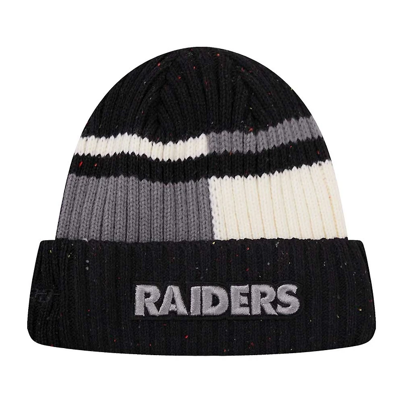 Bonnet en tricot moucheté à revers pour hommes Pro Standard noir/blanc Las Vegas Raiders