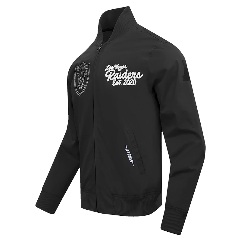 Men's Pro Standard Black Las Vegas Raiders Paint The City Twill Full-Zip Jacket