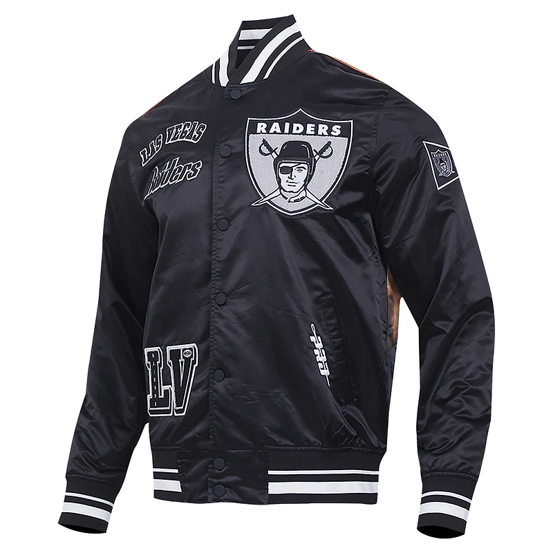 Men's Pro Standard Black Las Vegas Raiders Sublimated Satin Full-Snap Jacket