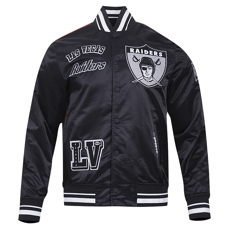 Men's Pro Standard Black Las Vegas Raiders Sublimated Satin Full-Snap Jacket