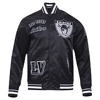 Men's Pro Standard Black Las Vegas Raiders Sublimated Satin Full-Snap Jacket