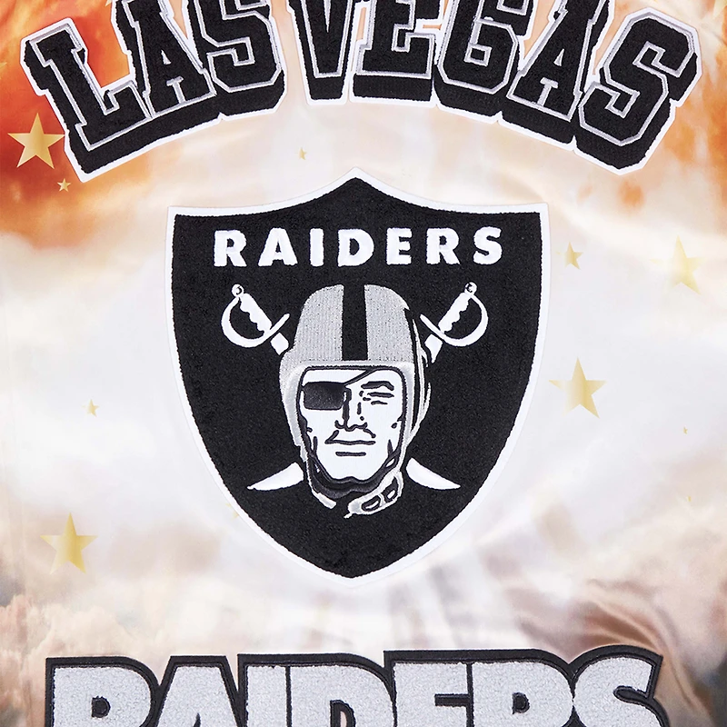 Veste Pro Standard noire à boutons-pression en satin sublimé pour homme des Las Vegas Raiders