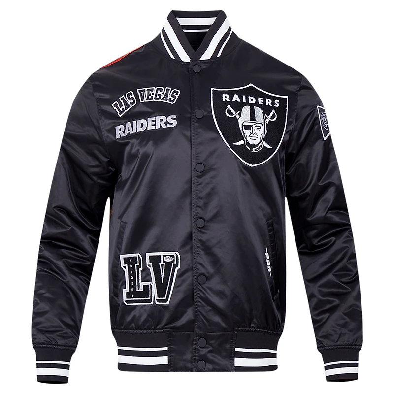 Veste Pro Standard noire à boutons-pression en satin sublimé pour homme des Las Vegas Raiders