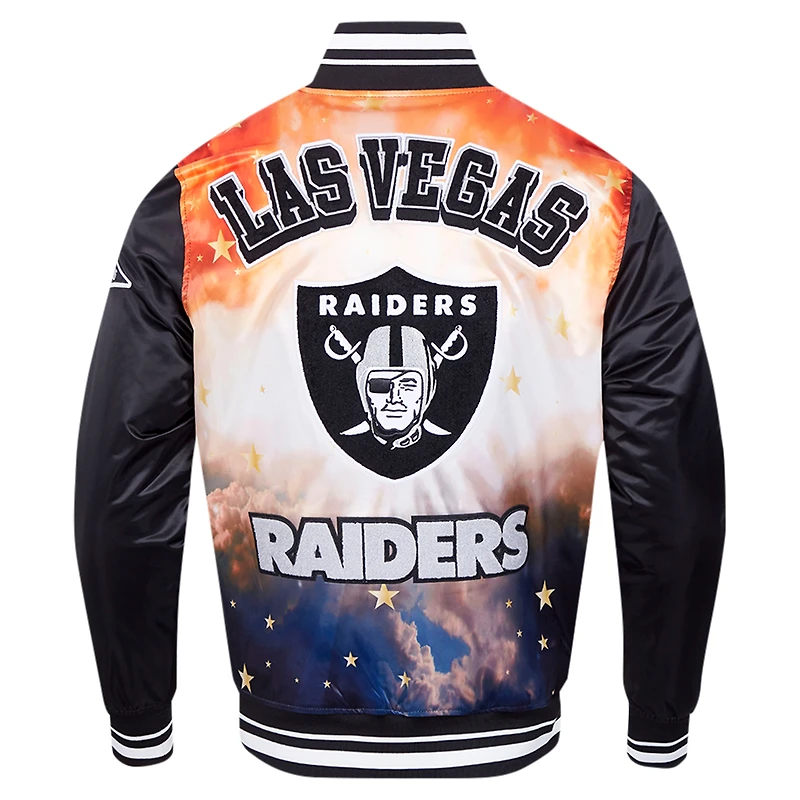 Veste Pro Standard noire à boutons-pression en satin sublimé pour homme des Las Vegas Raiders