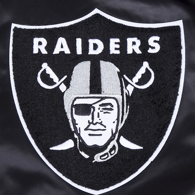 Veste Pro Standard noire à boutons-pression en satin sublimé pour homme des Las Vegas Raiders