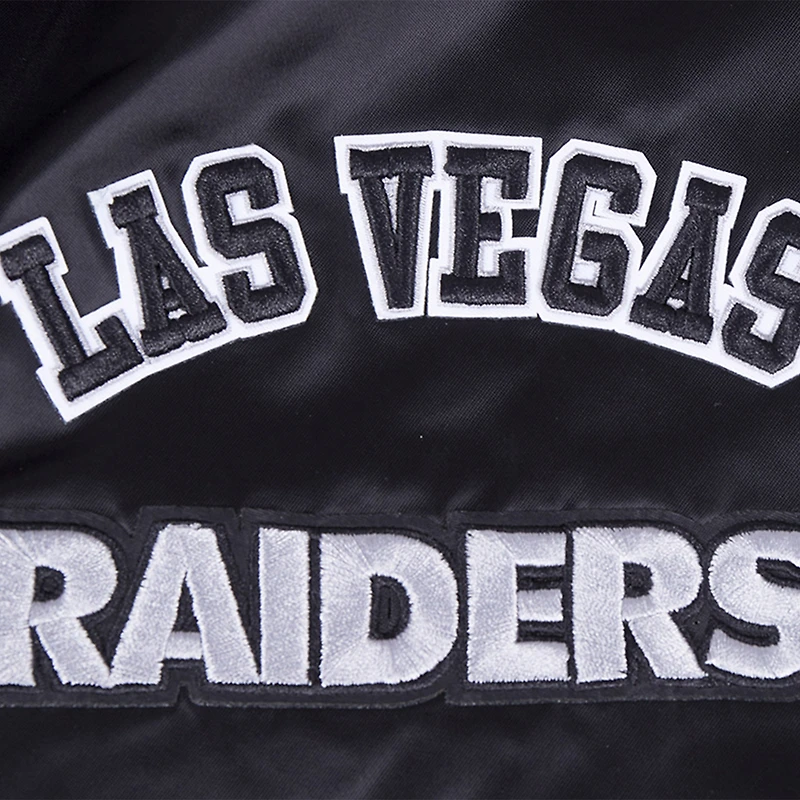 Veste Pro Standard noire à boutons-pression en satin sublimé pour homme des Las Vegas Raiders