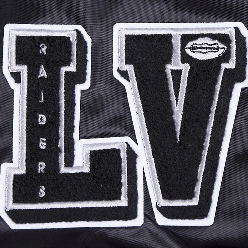 Veste Pro Standard noire à boutons-pression en satin sublimé pour homme des Las Vegas Raiders