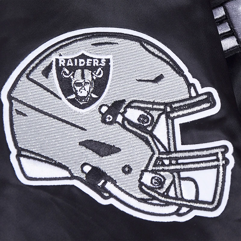 Veste Pro Standard noire à boutons-pression en satin sublimé pour homme des Las Vegas Raiders