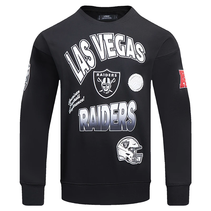 Men's Pro Standard Black Las Vegas Raiders Turn It Up Drop Shoulder Pullover Sweatshirt