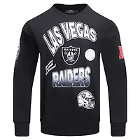 Men's Pro Standard Black Las Vegas Raiders Turn It Up Drop Shoulder Pullover Sweatshirt