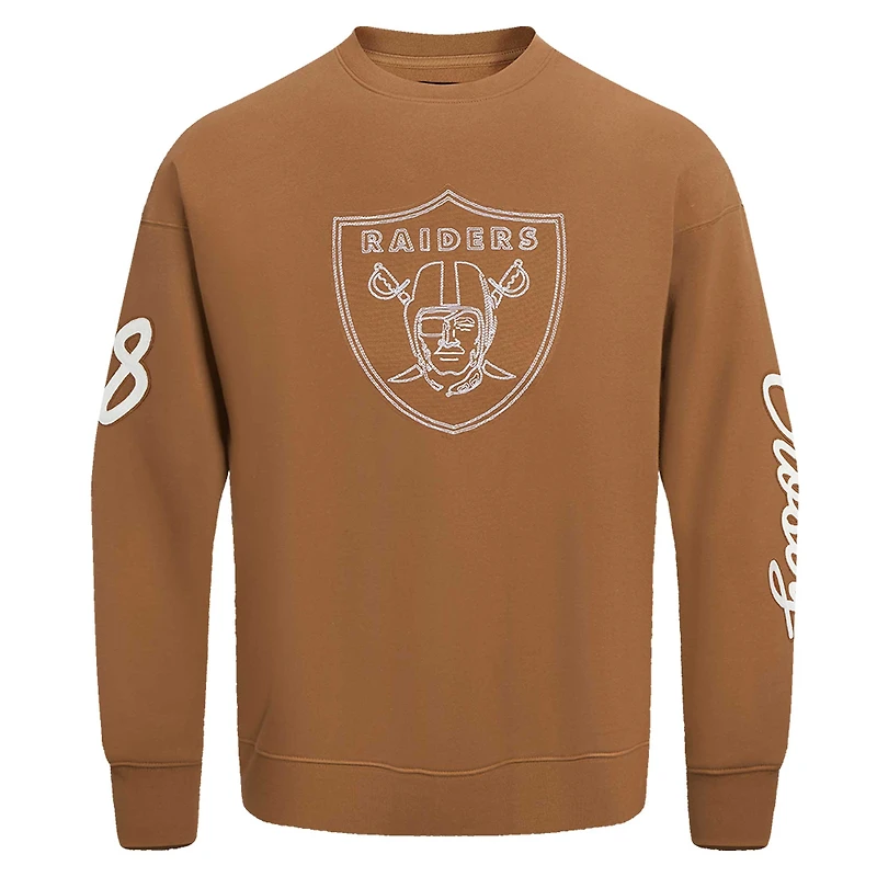 Men's Pro Standard Maxx Crosby Brown Las Vegas Raiders Pullover Crewneck Sweatshirt