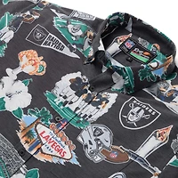 Chemise boutonnée panoramique noire Las Vegas Raiders de Reyn Spooner pour homme