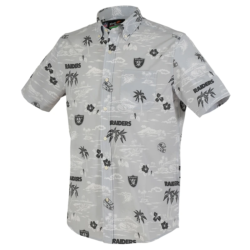 Chemise boutonnée Kekai Performance argentée Reyn Spooner pour homme, des Las Vegas Raiders