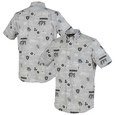 Chemise boutonnée Kekai Performance argentée Reyn Spooner pour homme, des Las Vegas Raiders