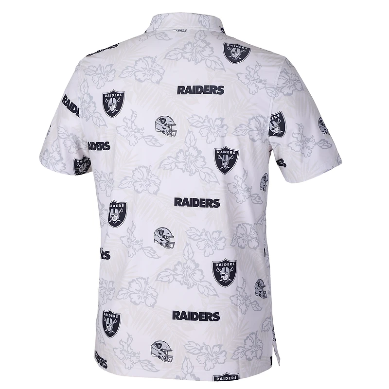 Polo Performance Reyn Spooner blanc pour homme des Las Vegas Raiders, en tissu PUA, le jour du match