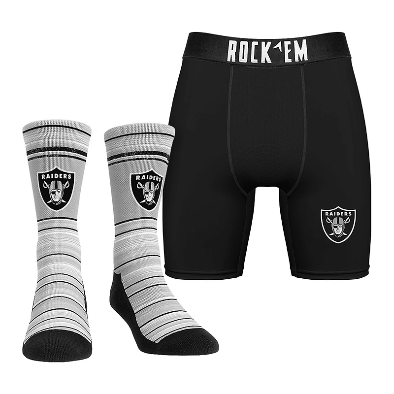 Lot de chaussettes et caleçons boxeurs Rock Em Socks pour hommes des Las Vegas Raiders