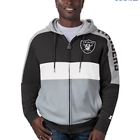 T-shirt Starter Noir/Argent Las Vegas Raiders Playoff pour homme - Sweat à capuche entièrement zippé