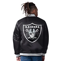 Men's Starter Black/Silver Las Vegas Raiders Satin Varsity Full-Snap Reversible Jacket