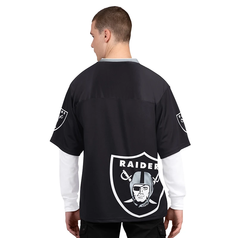 Pack de t-shirts à manches courtes et longues Starter noir blanc pour homme, Las Vegas Raiders