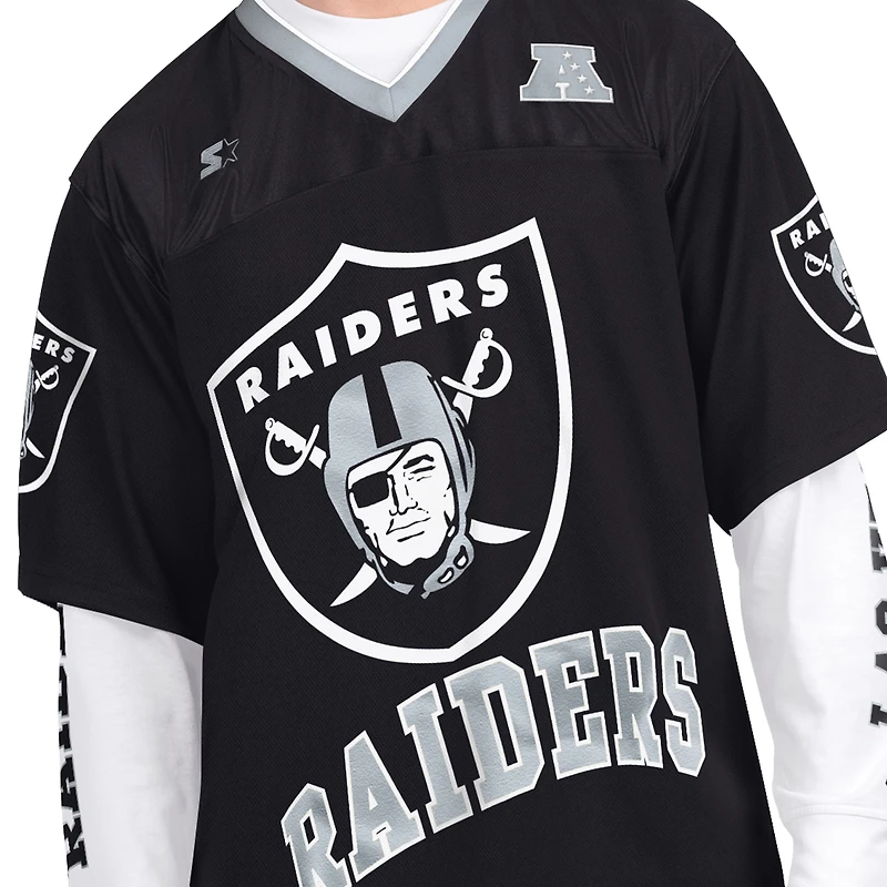 Men's Starter  Black/White Las Vegas Raiders Short Sleeve & Long T-Shirt Combo Pack