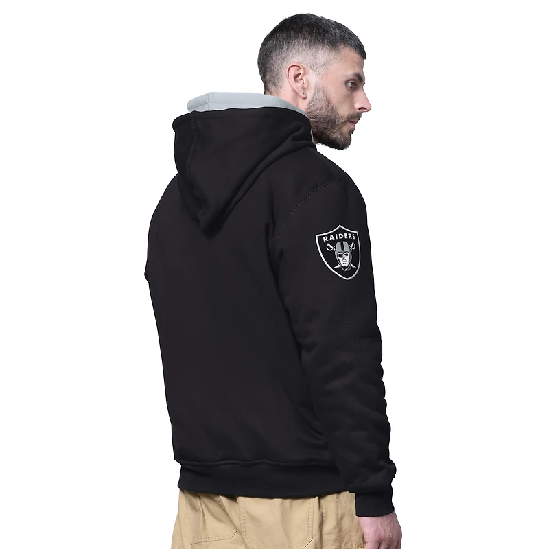 Men's Starter Black Las Vegas Raiders Big Shot Full-Zip Double Hoodie