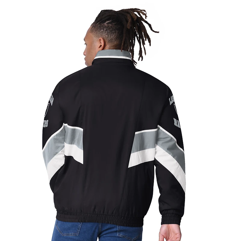 Men's Starter Black Las Vegas Raiders Captain Satin Varsity Jacket