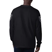 Men's Starter Black Las Vegas Raiders Clutch Hit Long Sleeve T-Shirt