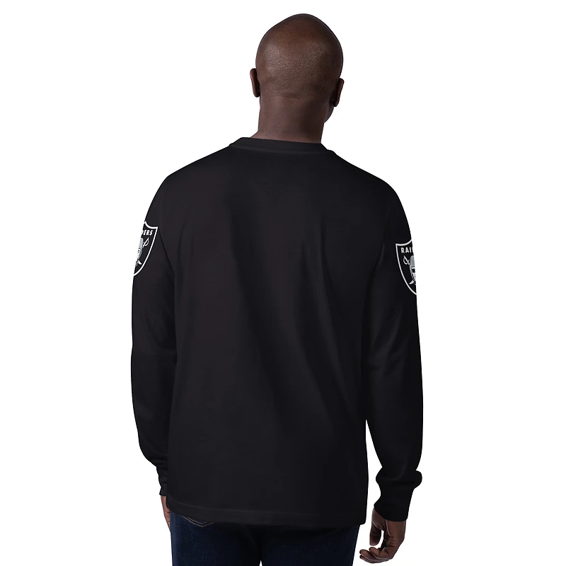 Men's Starter Black Las Vegas Raiders Clutch Hit Long Sleeve T-Shirt