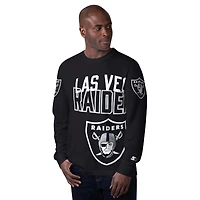 Men's Starter Black Las Vegas Raiders Clutch Hit Long Sleeve T-Shirt