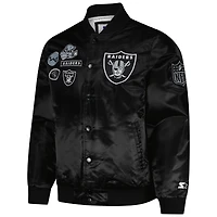 Veste universitaire en satin noir exclusive Starter Las Vegas Raiders pour homme