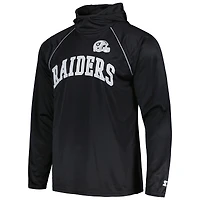 Men's Starter Black Las Vegas Raiders Gridiron Classics Throwback Raglan Long Sleeve Hooded T-Shirt