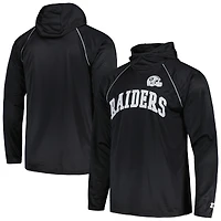 T-shirt à capuche manches longues et Starter Black Las Vegas Raiders Gridiron Classics Throwback Raglan pour hommes