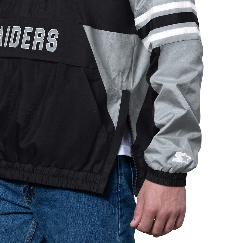 Men's Starter Black Las Vegas Raiders Prospect Half-Zip Pullover