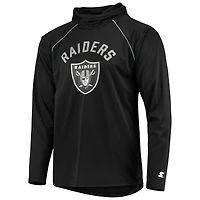 T-shirt à capuche manches longues raglan Starter Las Vegas Raiders noir pour homme