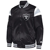 Veste universitaire en satin noir Starter pour homme des Las Vegas Raiders