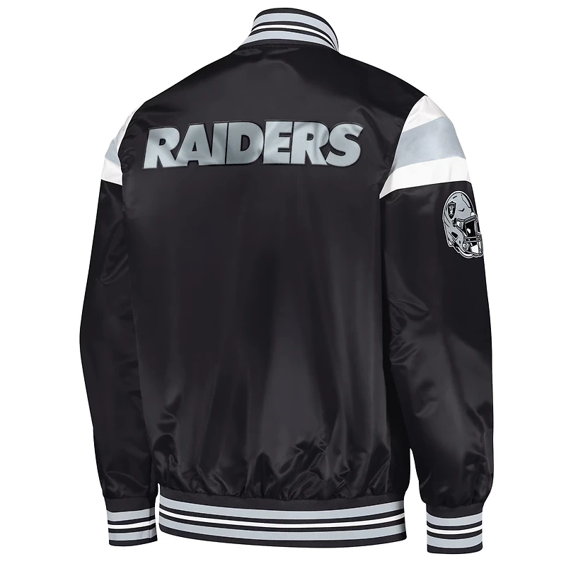 Veste universitaire en satin noir Starter pour homme des Las Vegas Raiders